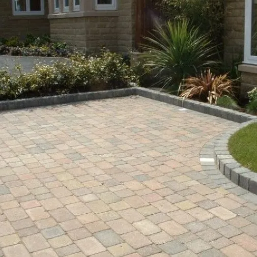 block paving patio with block edging