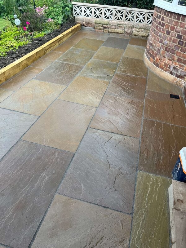 14 sandstone garden patio and block edging