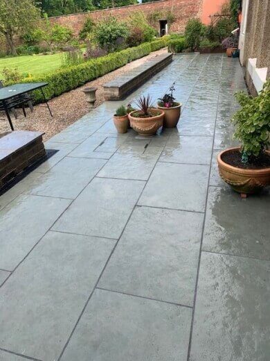 17 stone garden patio with plant pots