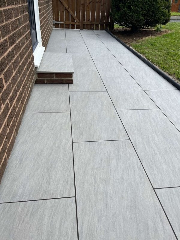 8 bright grey stone patio